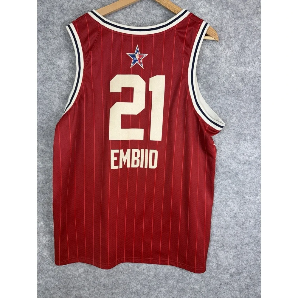 Joel Embiid Jersey Men's 52 2XL NBA Philadelphia Sixers All Star Game Jordan Red